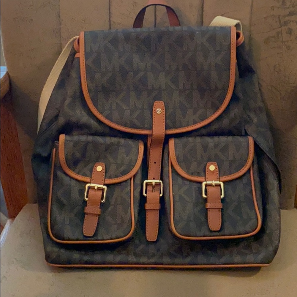 Tan and brown Michael Kors backpack